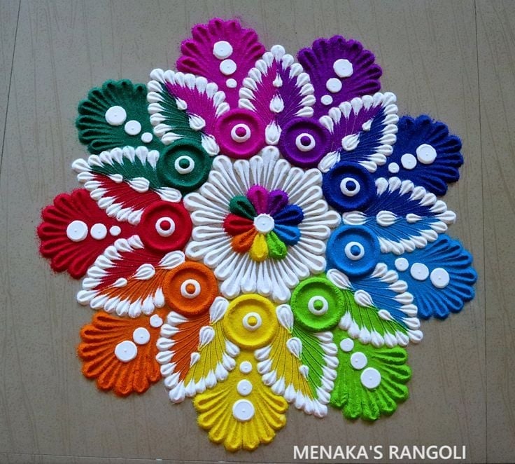 Rainbow Simple Rangoli Design