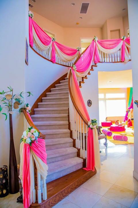 Pastel Pink Staircase Wedding Home Decoration