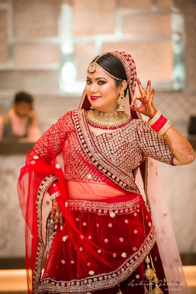 Vermillion Red Plus Size Indian Party Dresses for Weddings