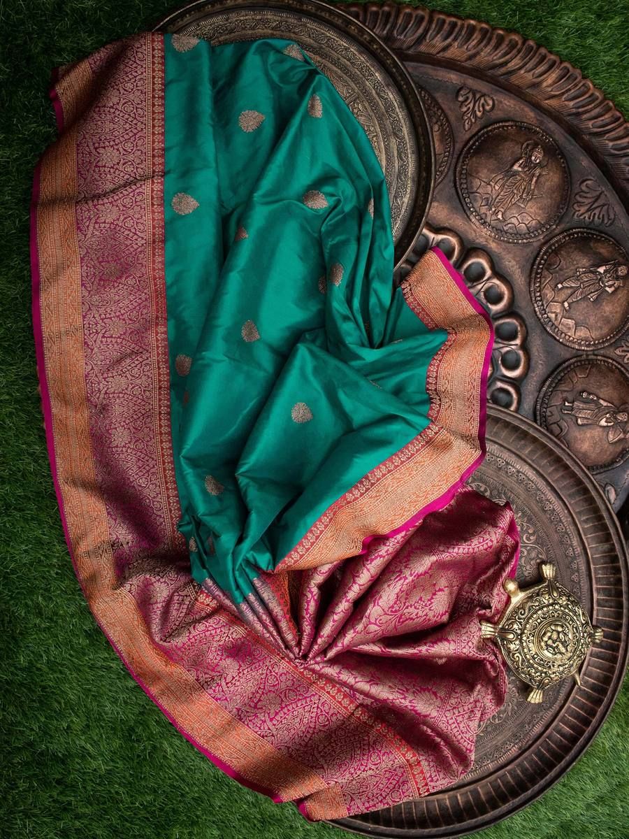 The Banarasi Green Bridal Saree