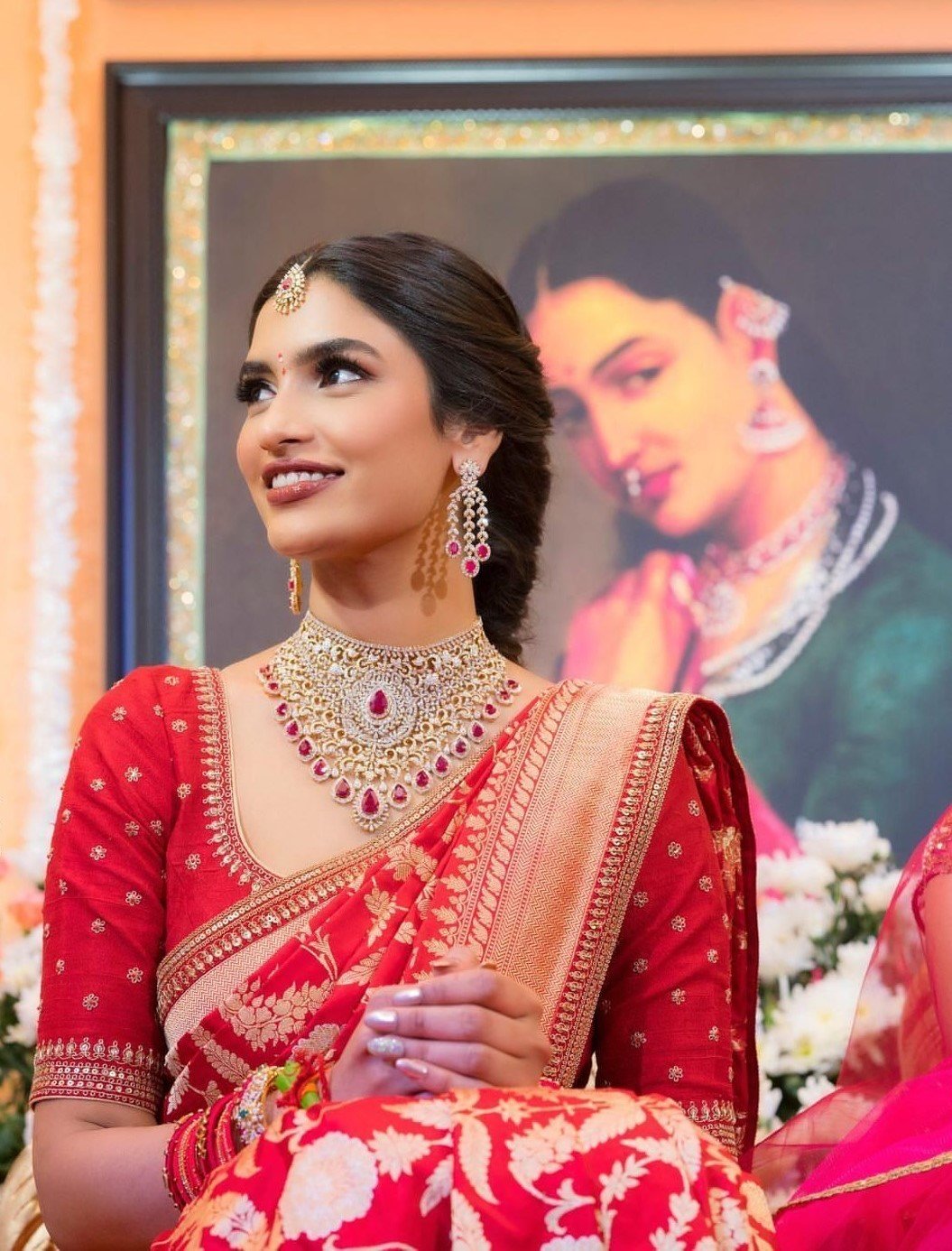 Raw Silk Bridal Blouse with Golden Embroidery