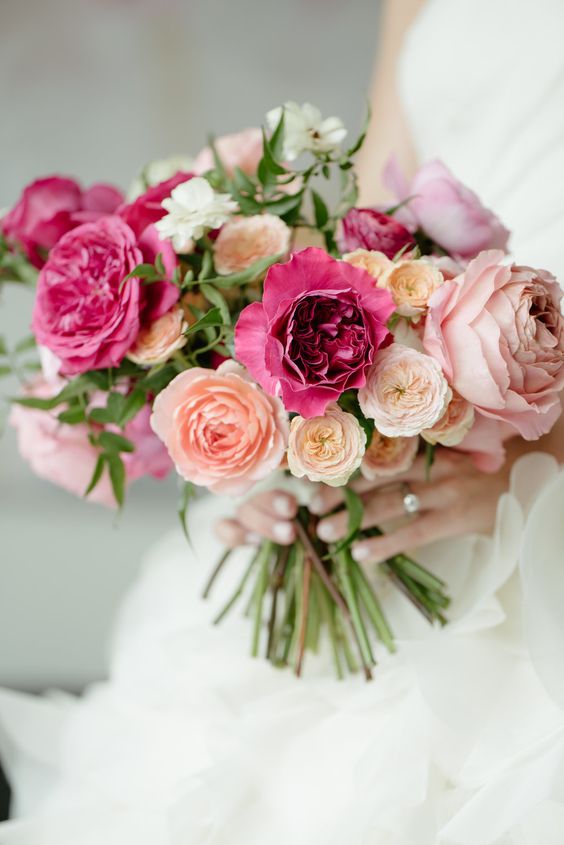 The Gesture of Attention Bridal Bouquets: Roses and Alstroemerias