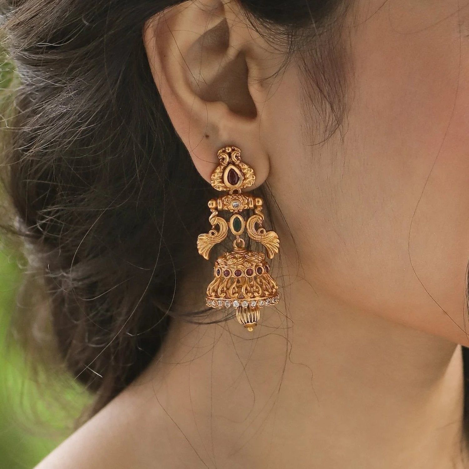 Antique Bridal Heavy Gold Jhumka Design