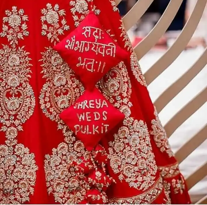 Sequin Bridal Lehenga Latkan with Name