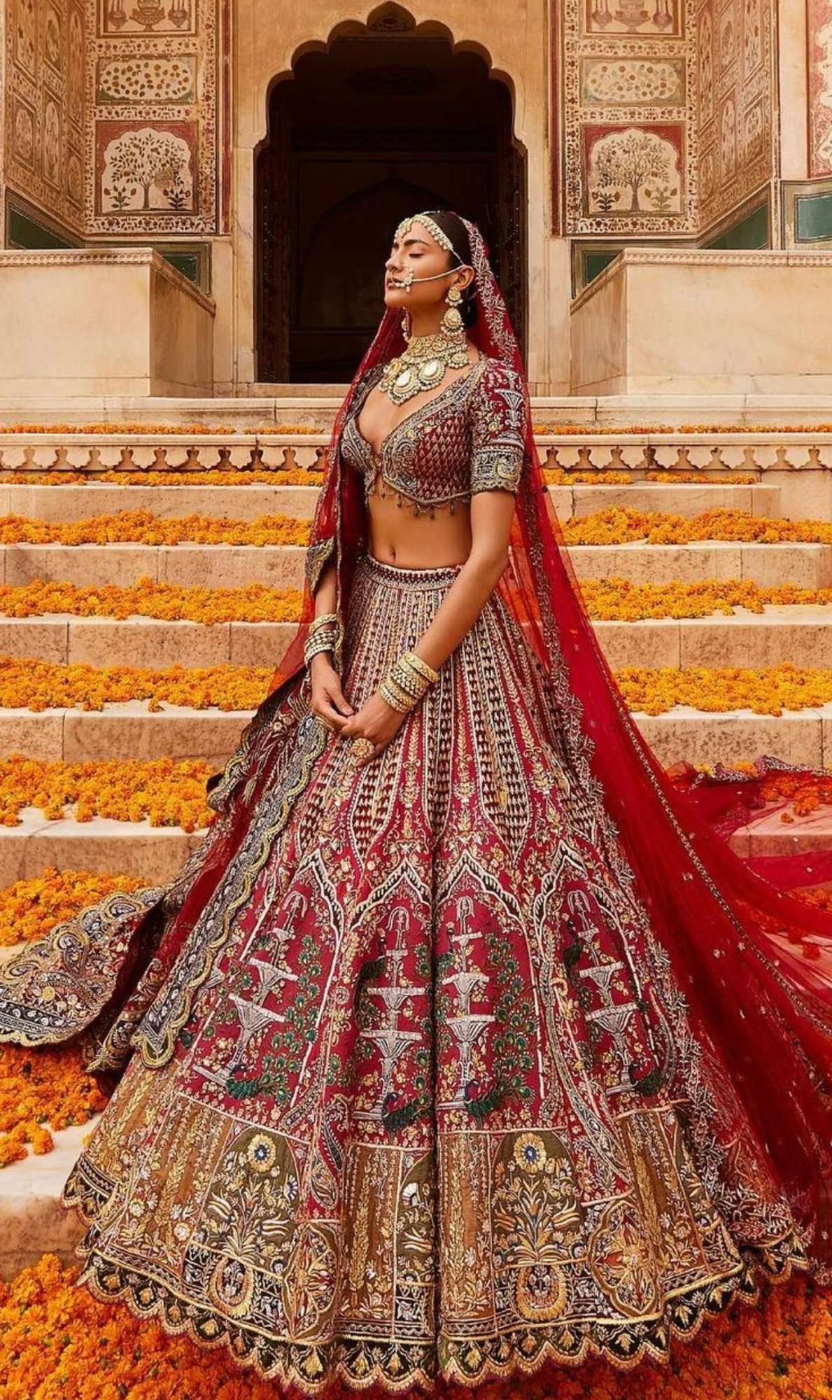 Sleek Embroidery Rajasthani Bridal Lehenga