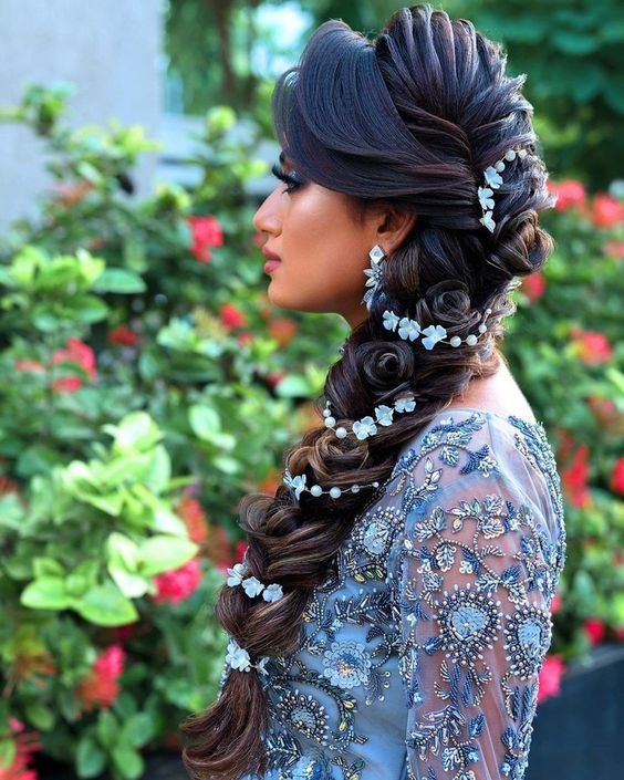 Four Fall Modern Hairstyle for Lehenga