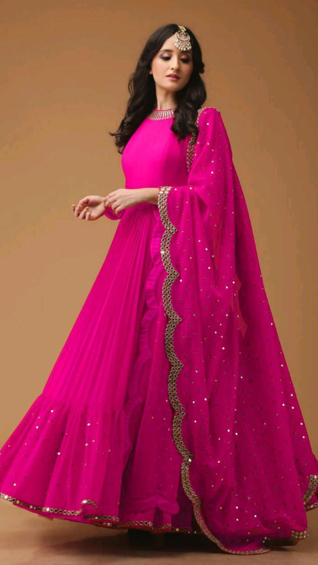 Hot Pink Anarkali Kurti with Dupatta