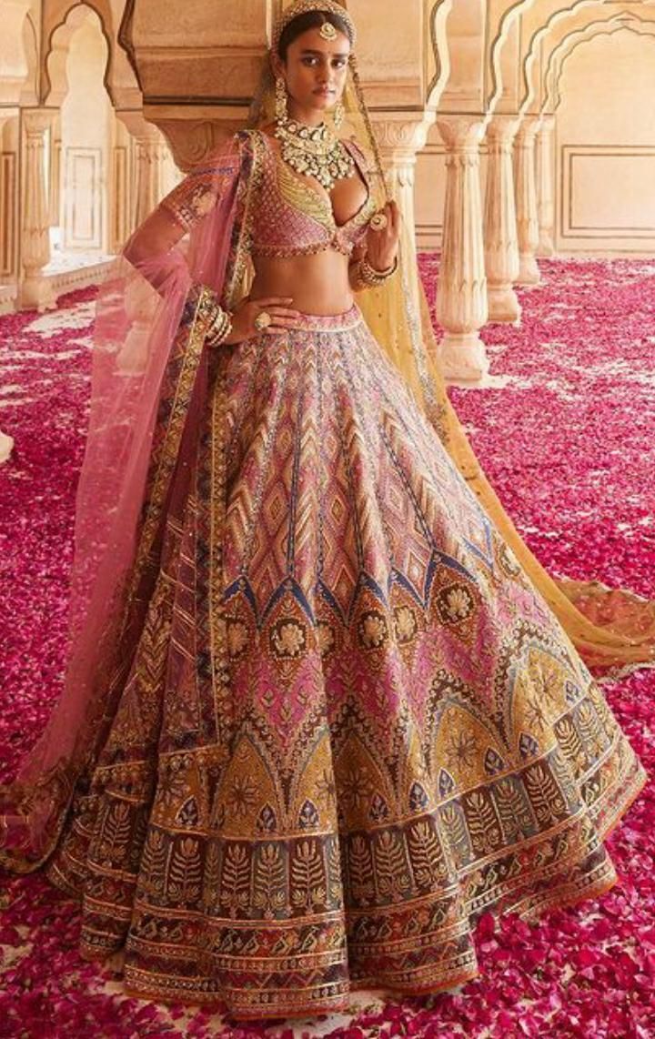 Dabka Royal Peach Colour Bridal Lehenga