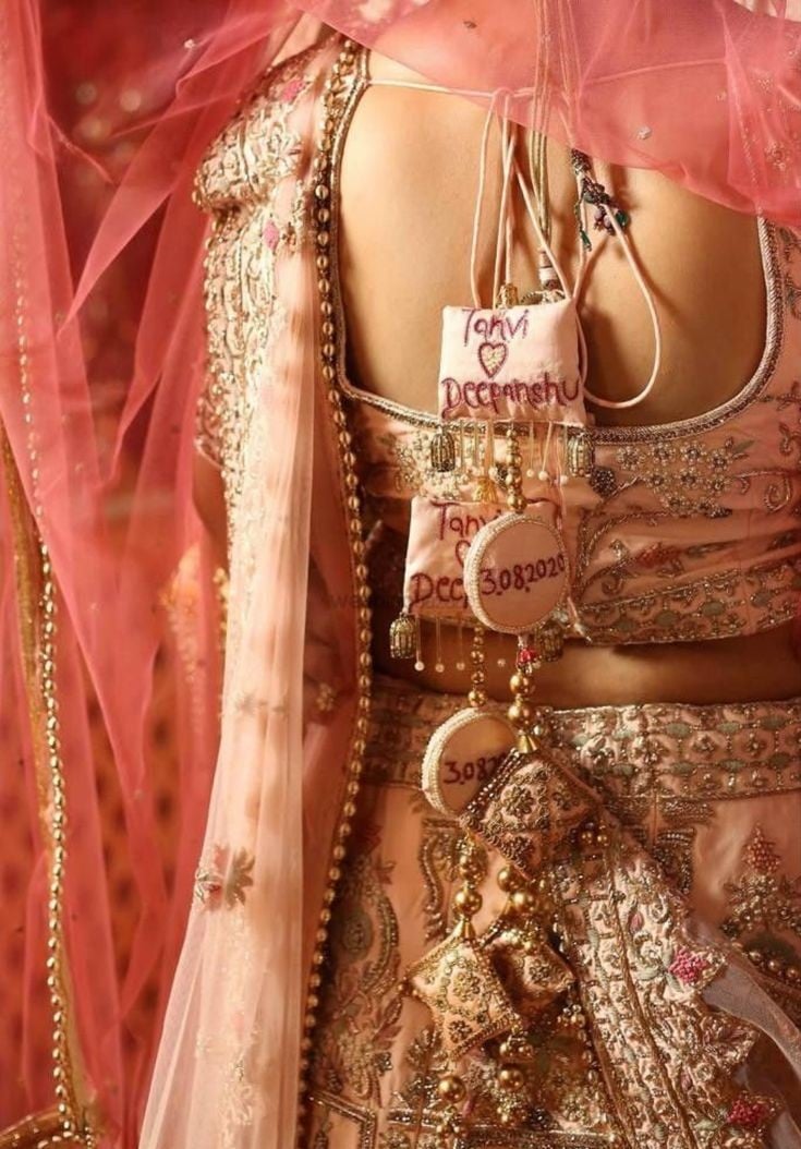 Pastel Bridal Lehenga Latkan with Name