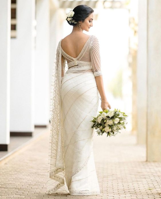 Pearly Christian Wedding Sarees