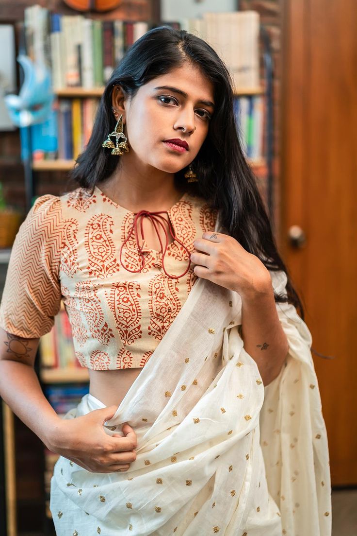 Tassled Boat Neck Blouse Design Ideas