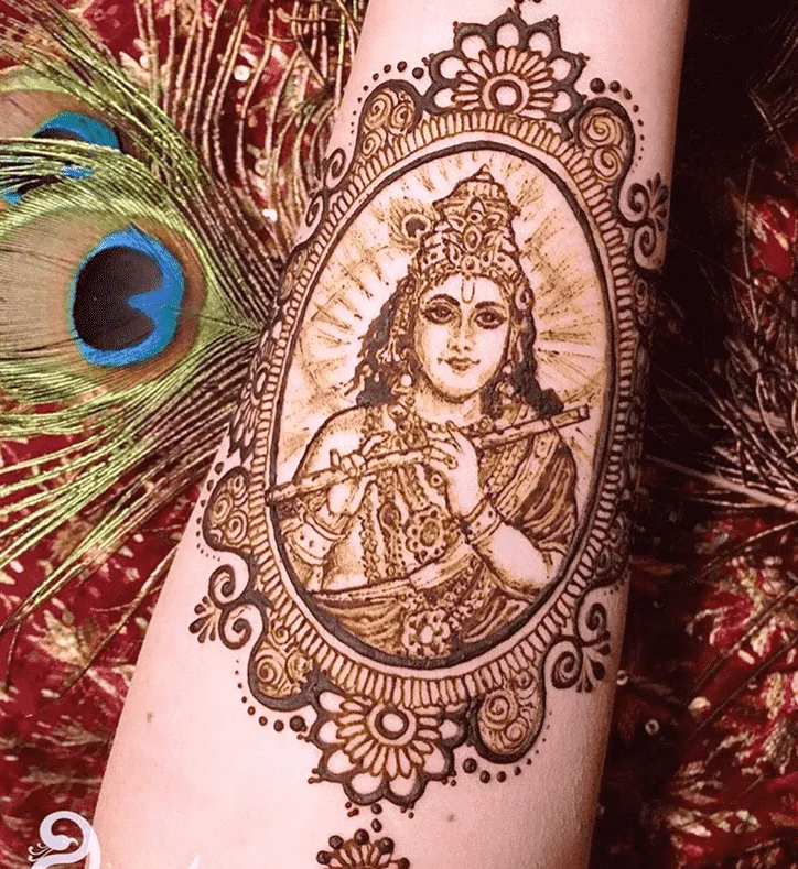 Vishnu Portrait Krishna Mehendi Design