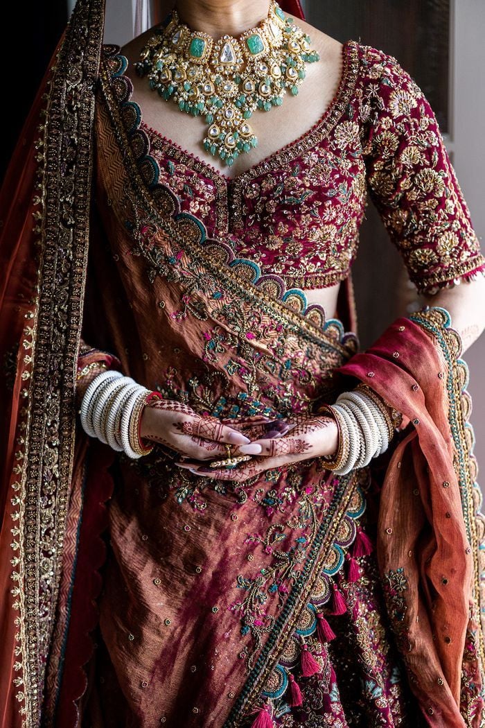 Saree Style Double Dupatta Bridal Lehenga