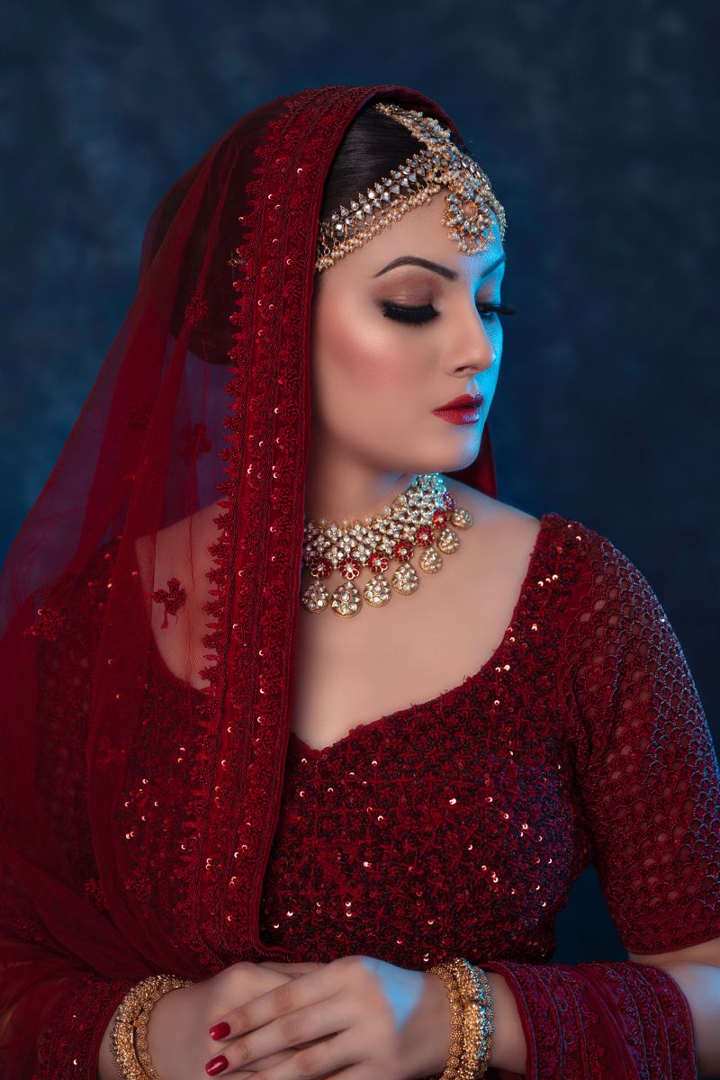 Chikankari Wine Royal Bridal Lehenga