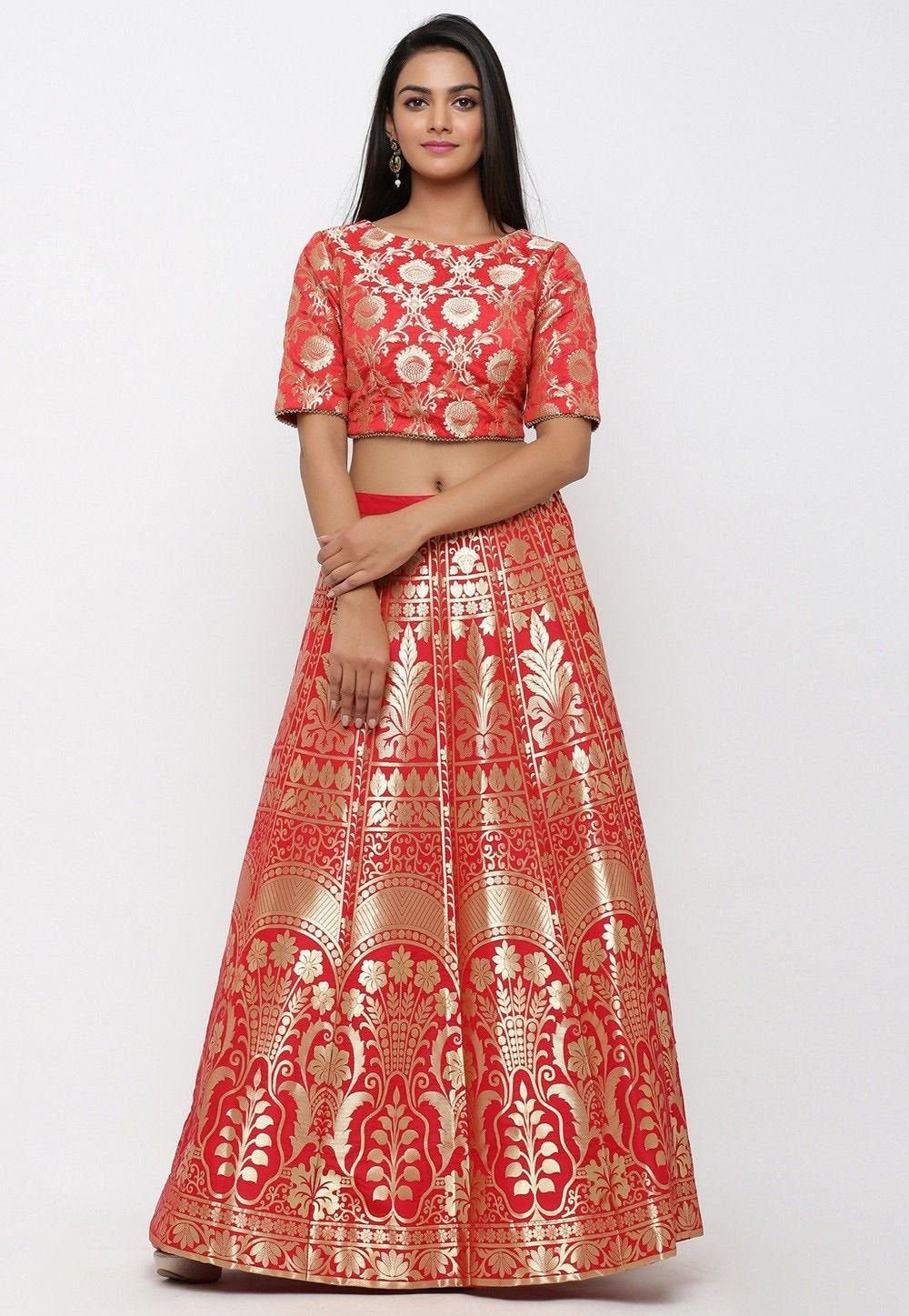The High Neck Modern Banarasi Lehenga Blouse Designs