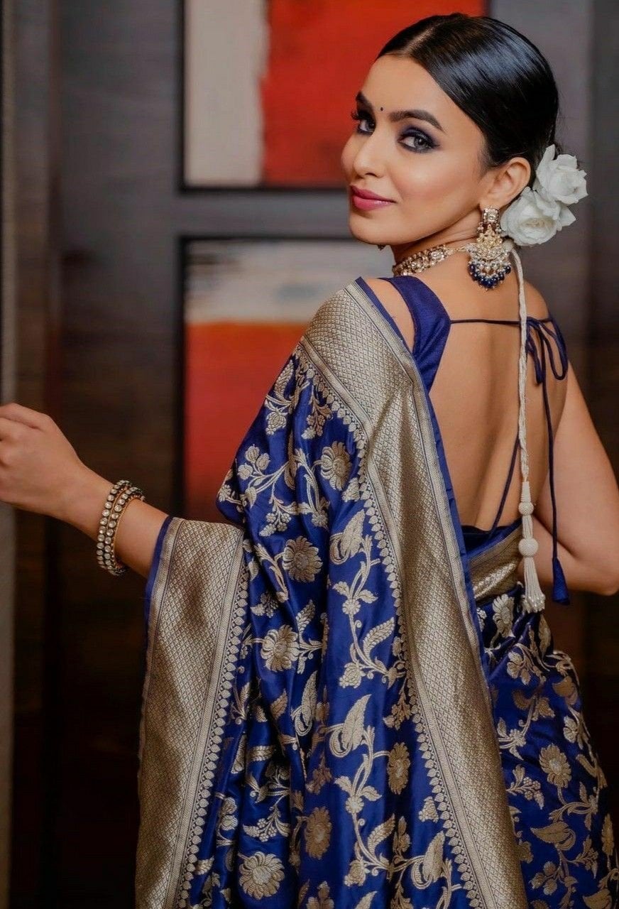 Benarasi Peacock Blue Bridal Saree