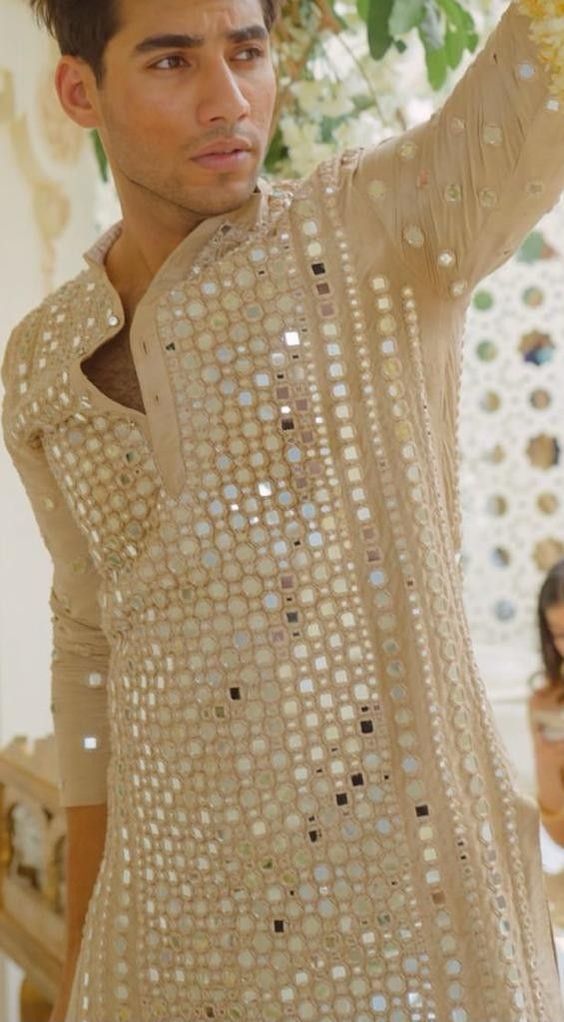 Mirrorwork Wedding Kurta for Men
