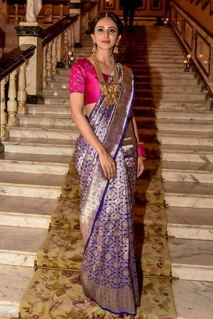 Kanchipuram Bridal Purple Banarasi Saree