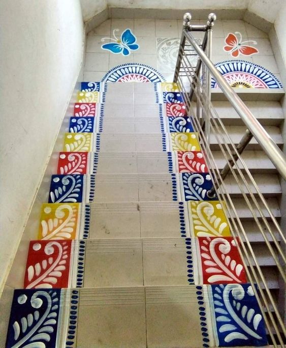 Colourful Festival Patterns on the Stairs