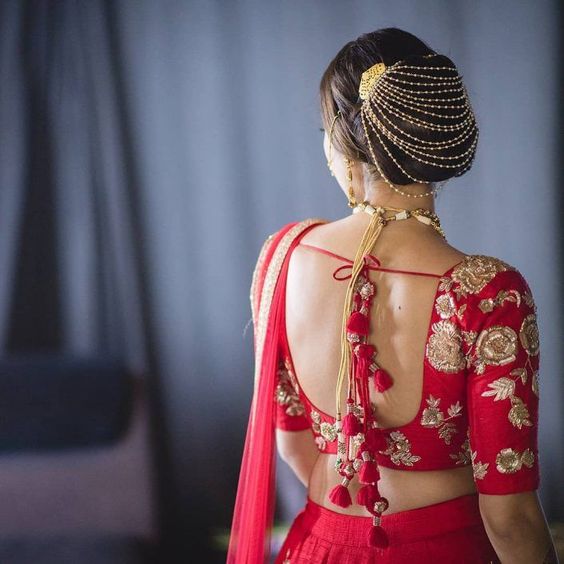 Bridal Bengali Saree Blouse with Embroidery