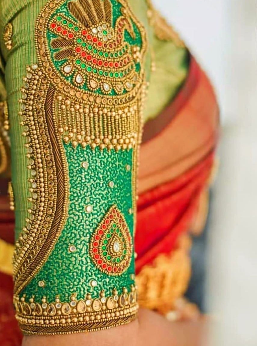 Bottle Green Bridal Blouse Designs