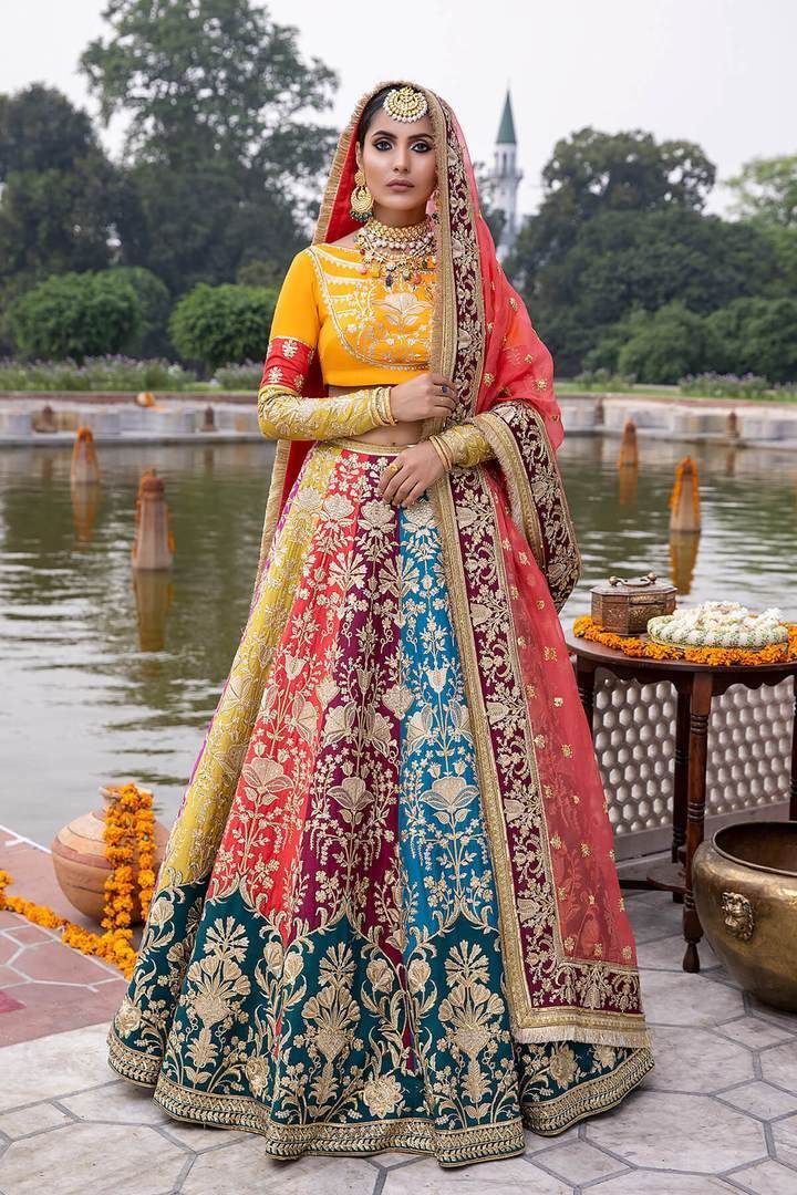 Full-Sleeve Multi-Color Bridal Lehenga