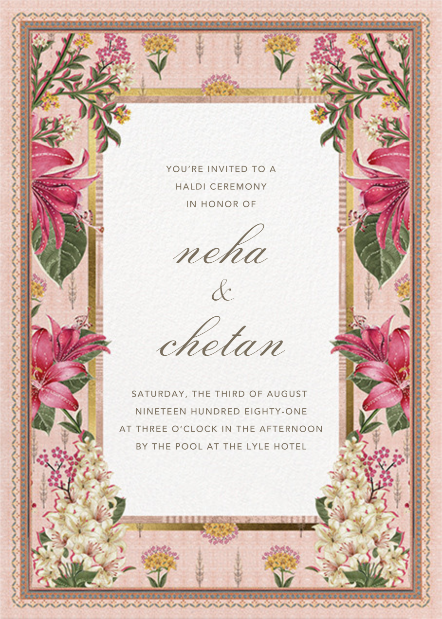 Mehendi Ceremony Wedding Invitation Card Design