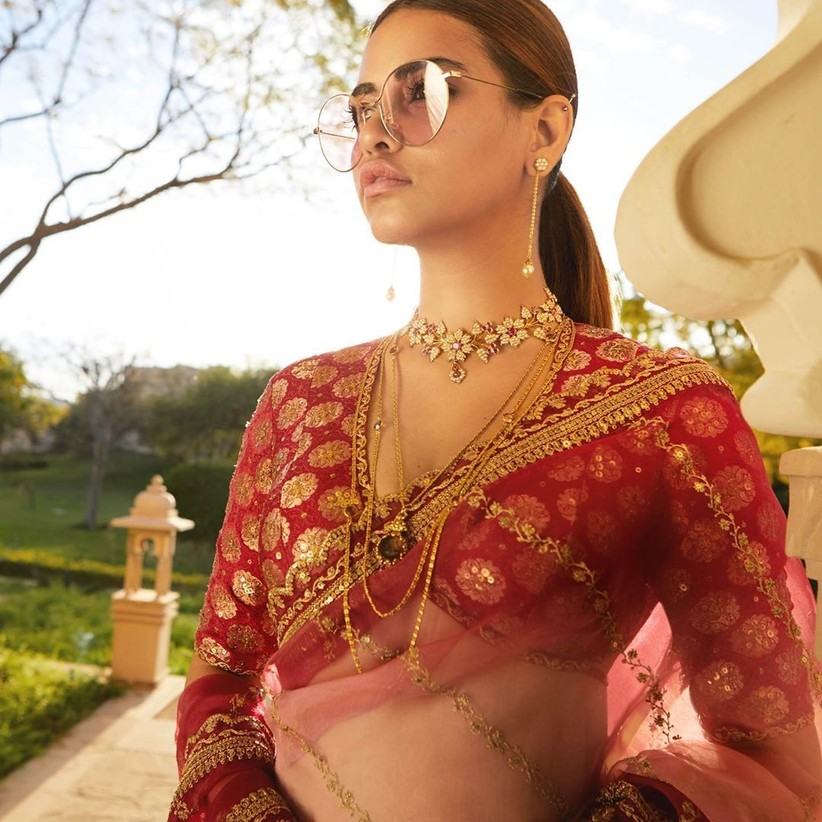 Red Net Saree for Wedding