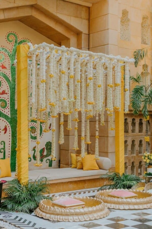 Flower Hangings Easy Haldi decoration at Home