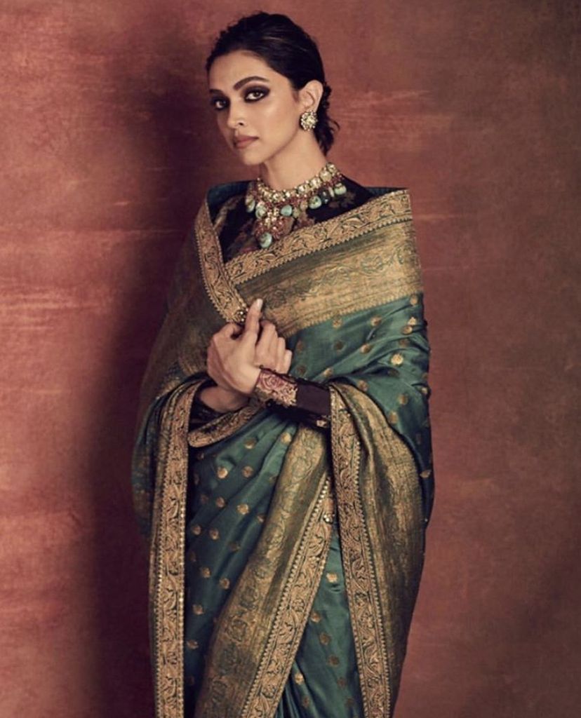 Sea-Green Embroidered Bridal Banarsi Silk saree