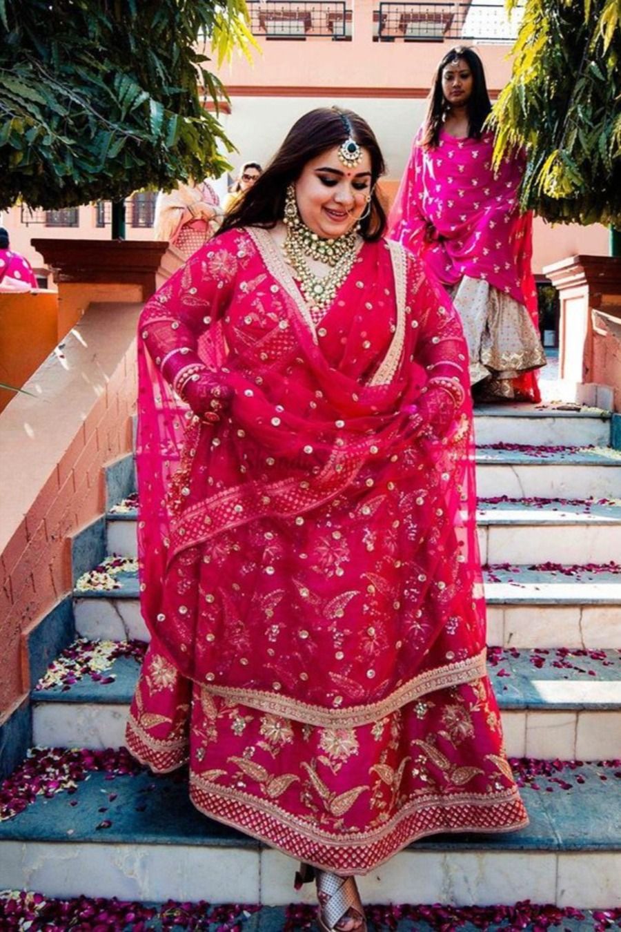 Bridal Pink Plus Size Indian Party Dresses for Weddings