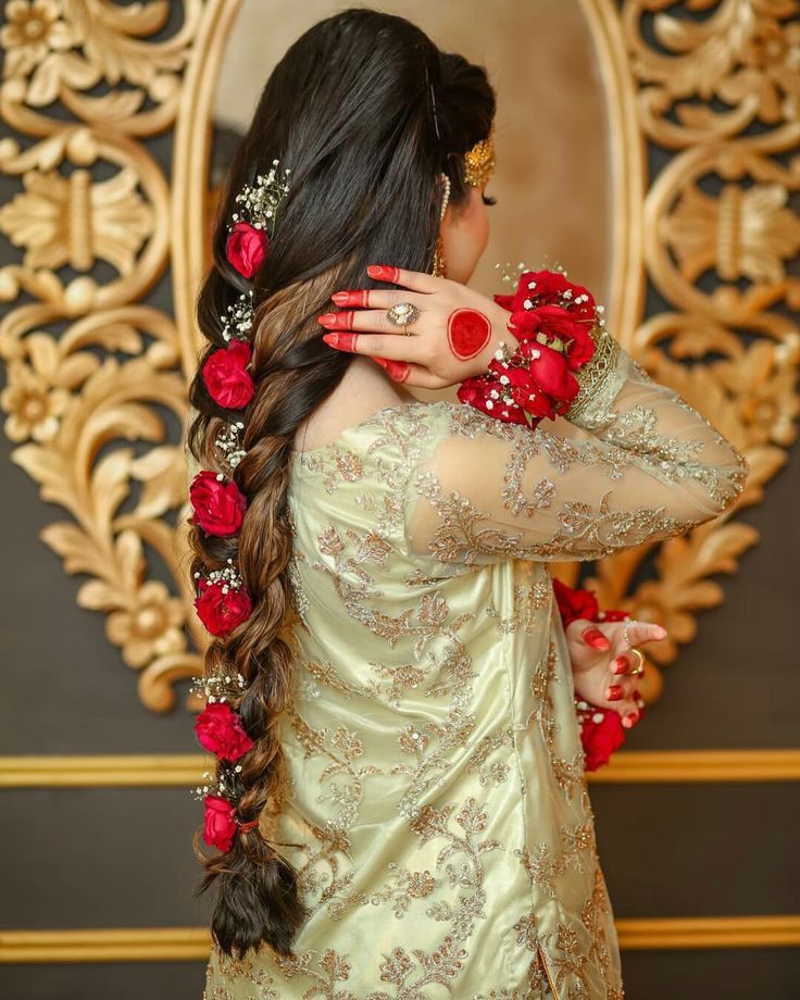 Roses for the Fish Plait Modern Hairstyle for Lehenga