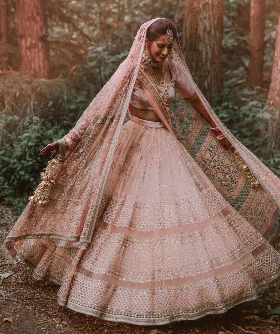 Gara Cut Dana Royal Peach Colour Bridal Lehenga