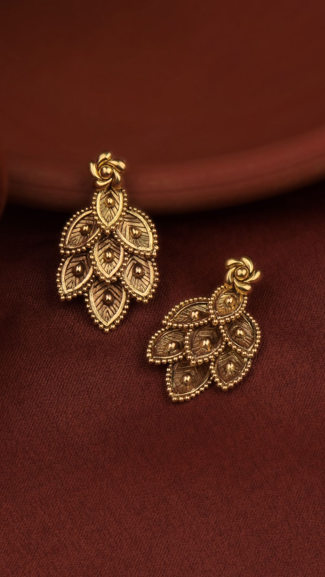 Peacock Feather Bridal Gold Earrings