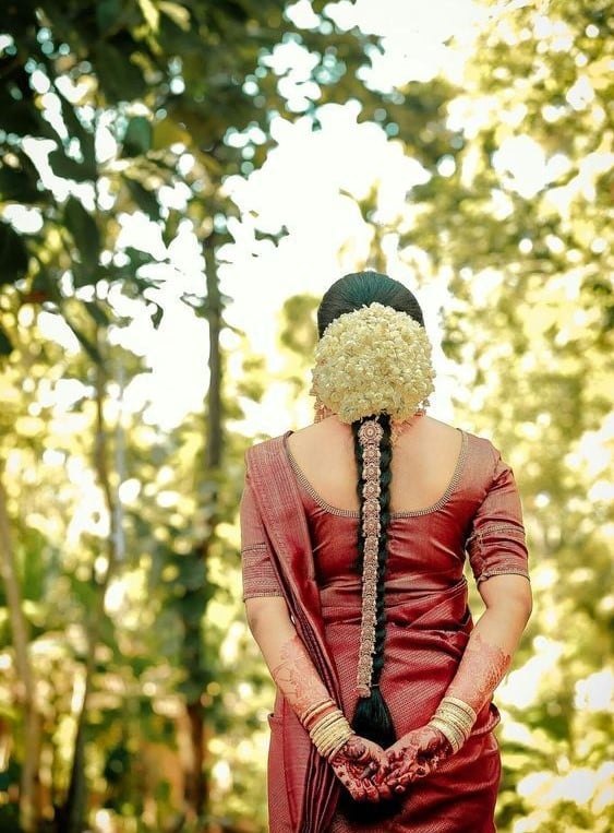 Broad and Thick Kerala Bridal Hairstyle Backside
