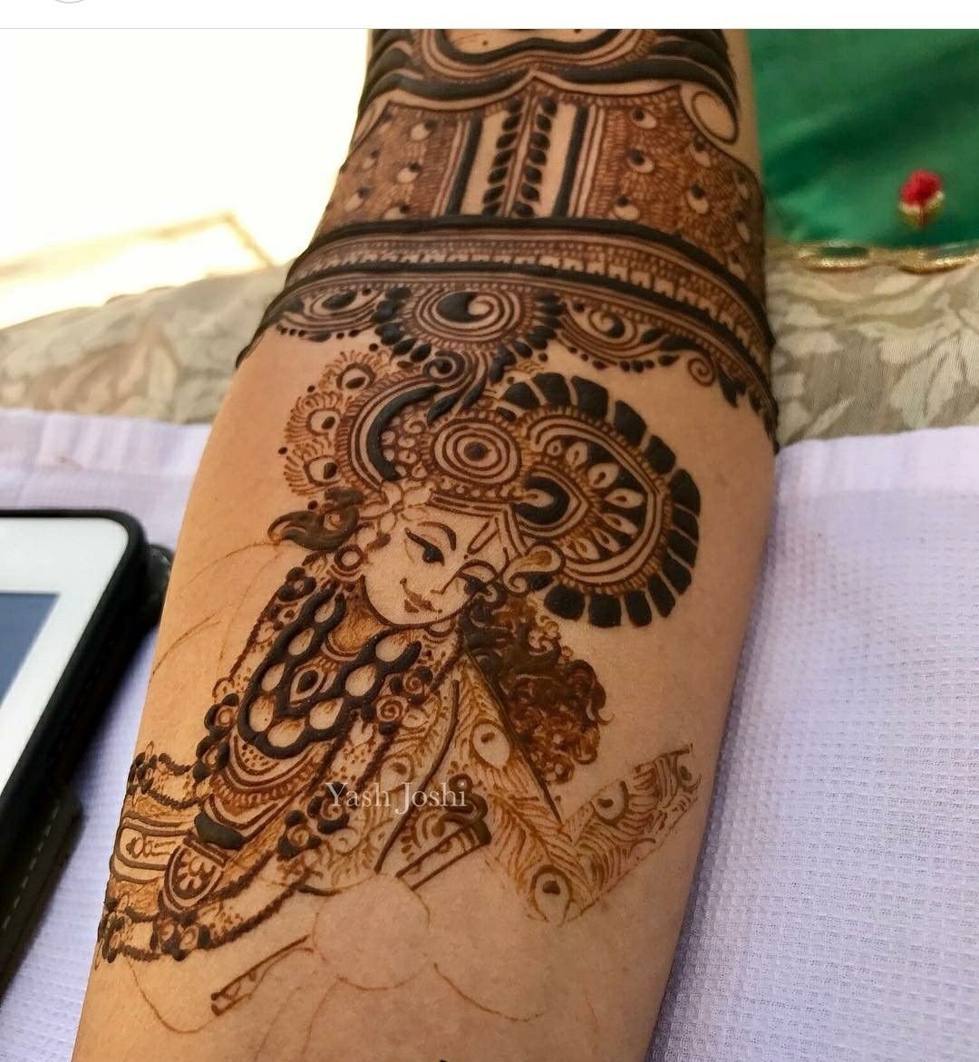 Mandala Style Krishna Mehendi Design