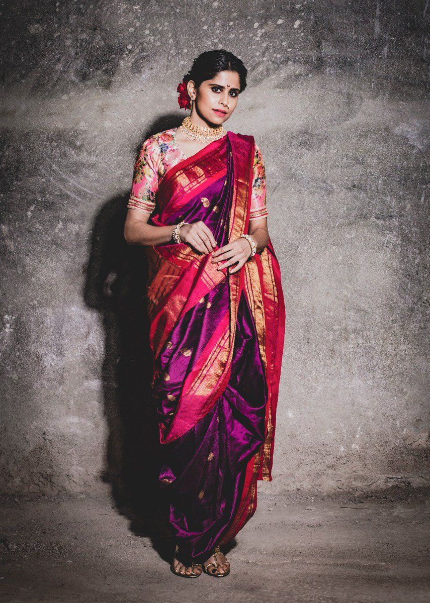 Purple and Orange Border Marathi Wedding Paithani Saree