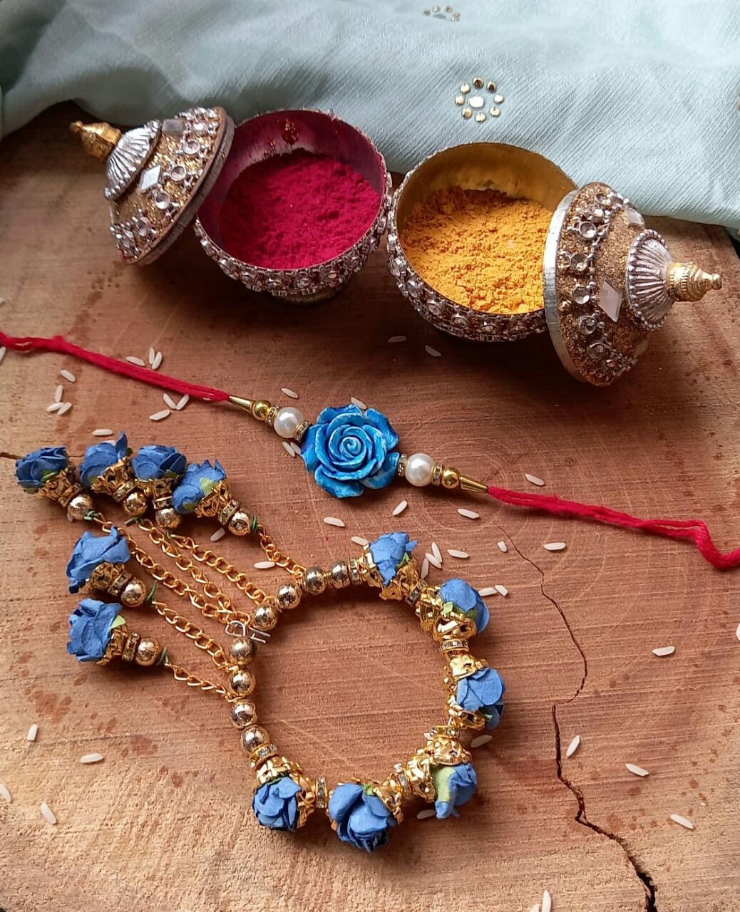 Floral Couple Rakhi Online