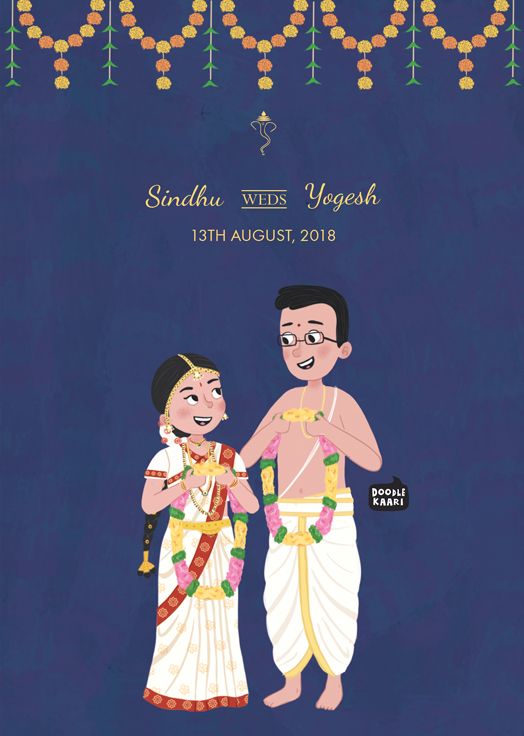 Tamilian Doodle Wedding Invitation Card Design