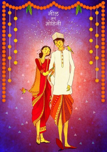 Animated Couple’s Marathi Wedding Card