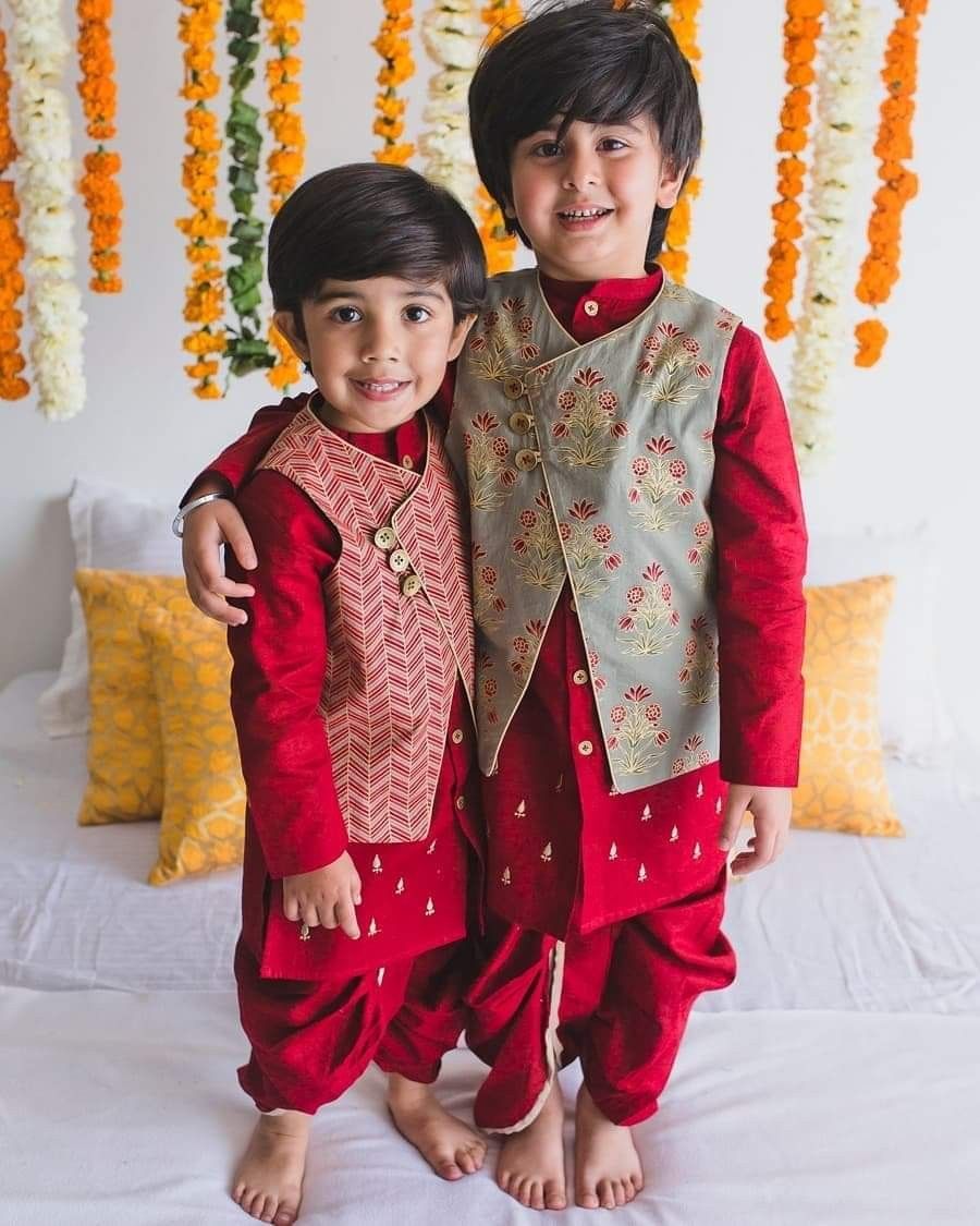 Red Sherwani for Boys for Brothers