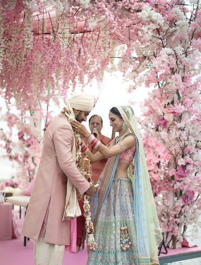 Modern Marwari Wedding Dress Pastel Blue