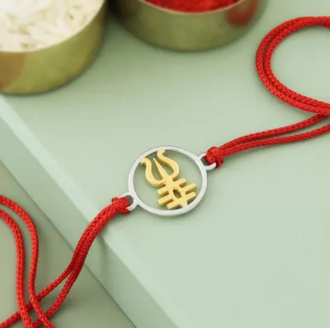 Trishul 22K Gold Plated Sterling Silver Rakhi