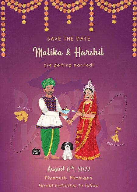The 2 States Personalised Bengali Wedding Card Design