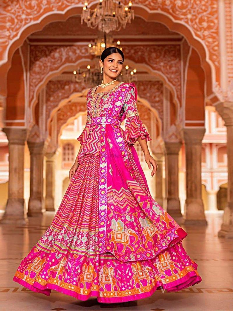 The Art Silk Pink Banarasi Lehenga