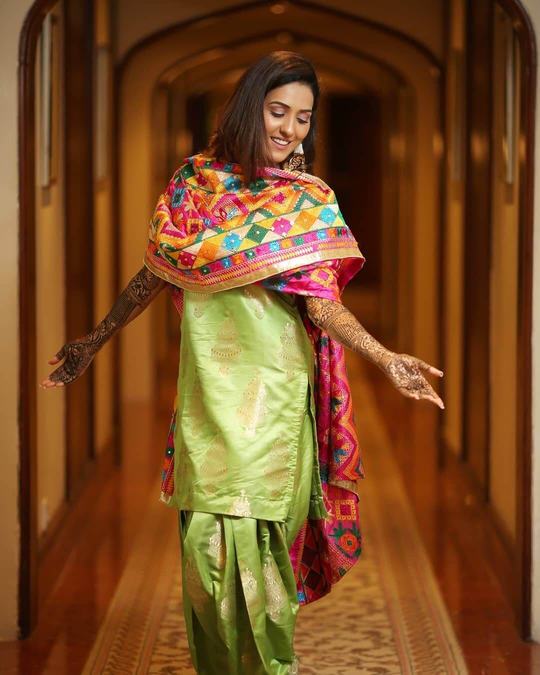 Multi-Coloured Geometric Phulkari Dupatta