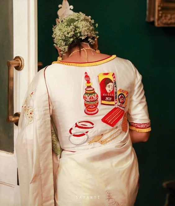 Intricate Designs on Cotton Fabric Blouse