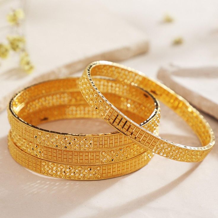 Yellow Gold Jewelry with Wedding Bangles and Gold Earrings