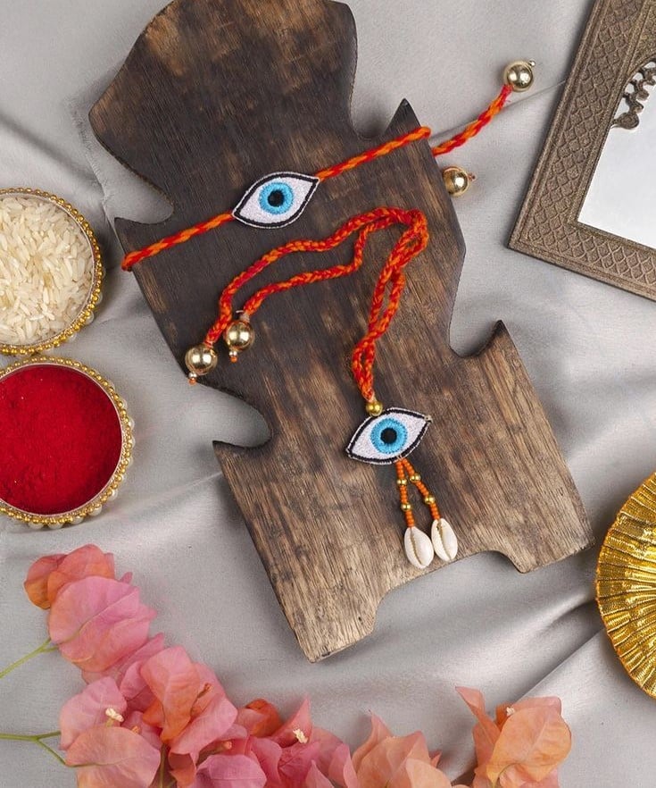 Evil Eye Embroidered Rakhi making