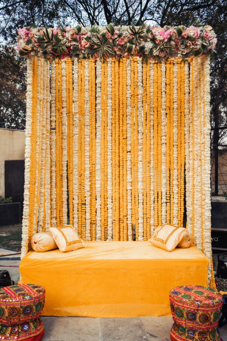 Haldi Themed Engagement Stage Decoration